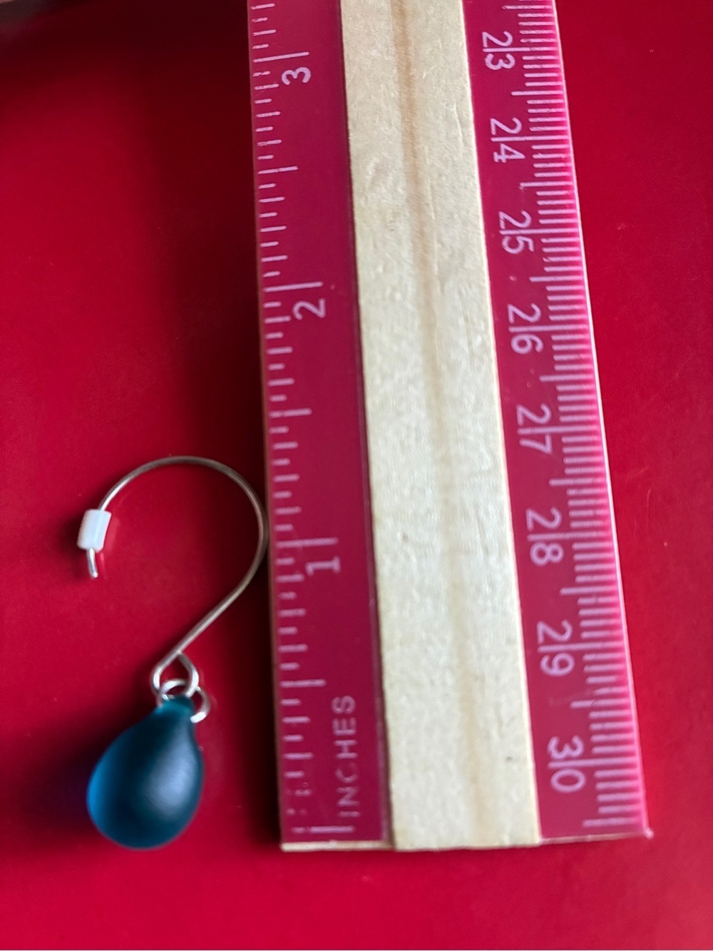 925 Silver Earrings,Teardrop Hook Earrings in Deep Teal - Picture 2 of 6